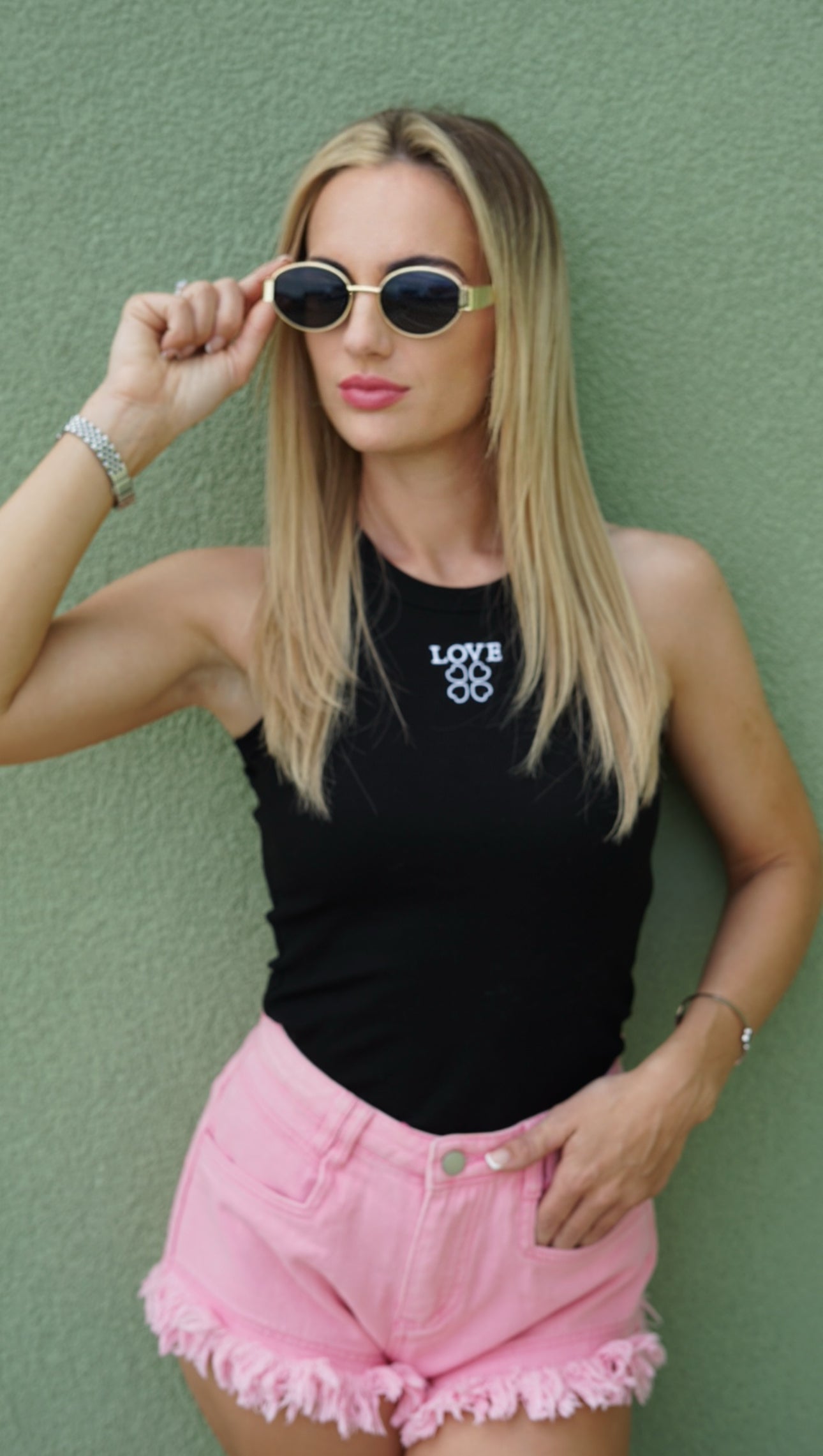Love Slogan Ribbed Vest Top