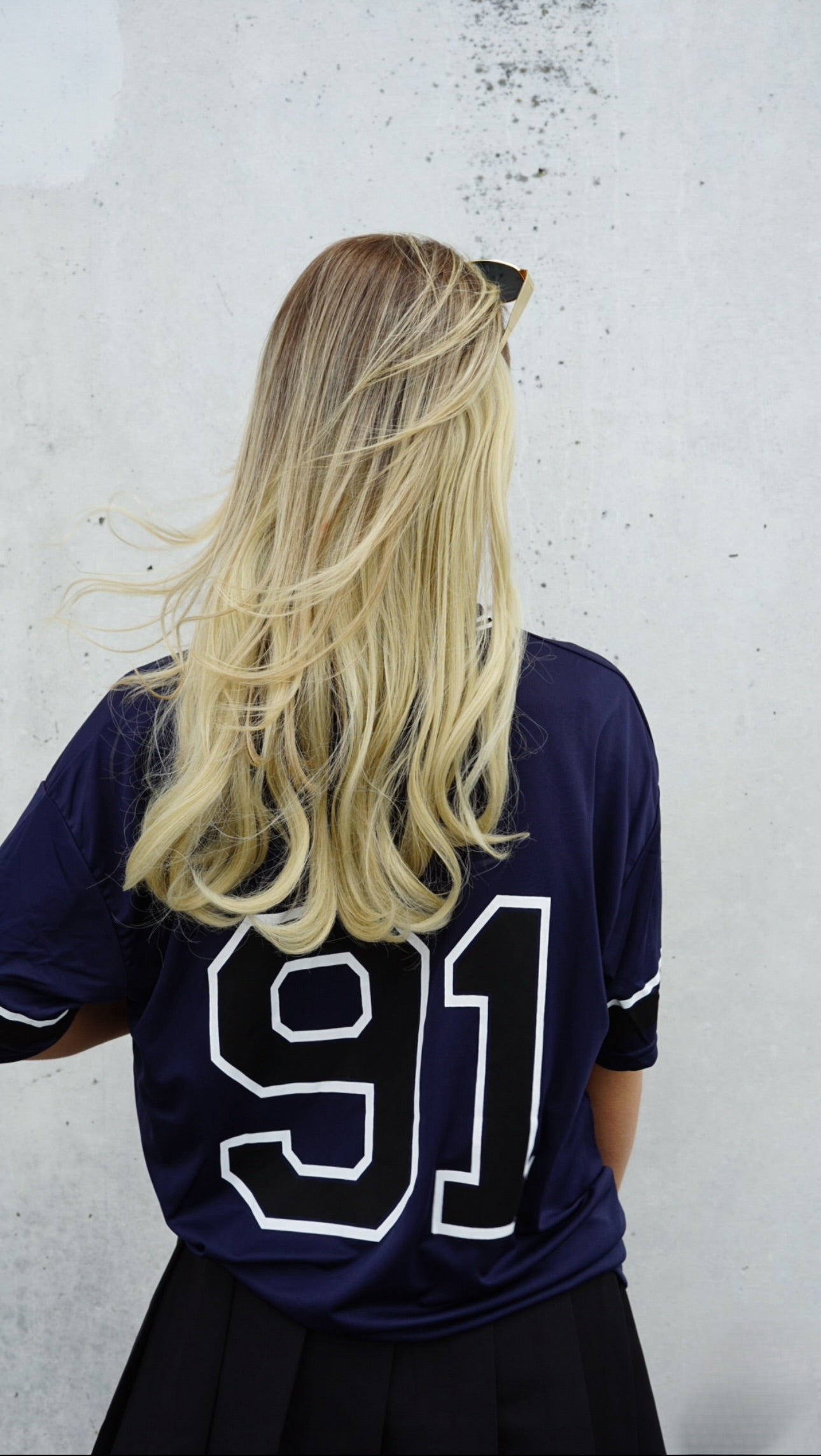 NAVY CONTRAST SHORT SLEEVE LA VARSITY T-SHIRT