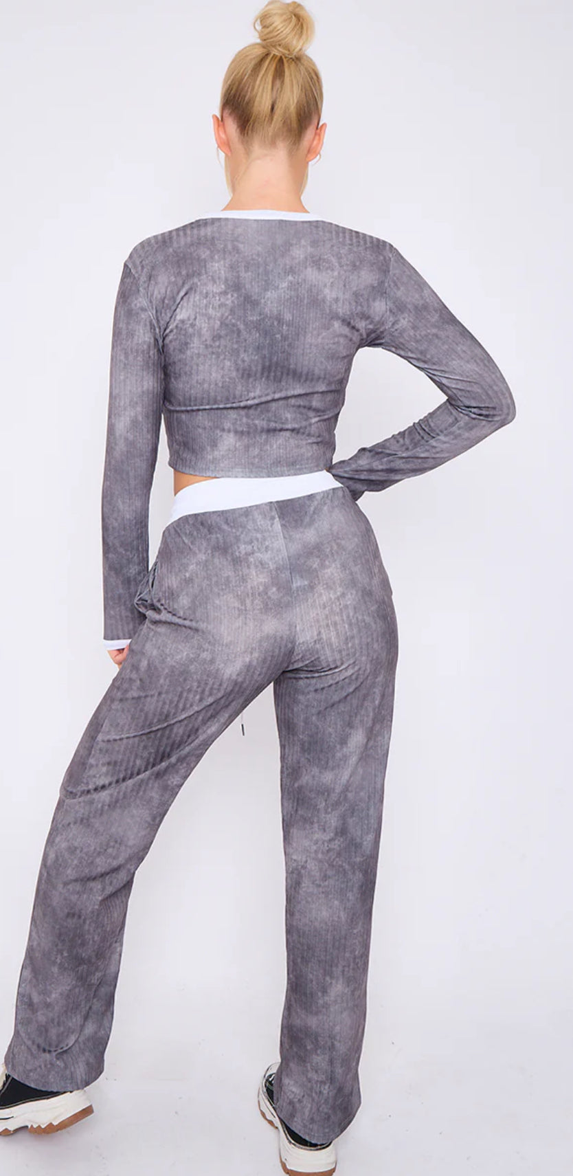 TIE DYE RIBBED CROP TOP & TROUSER CO-ORD