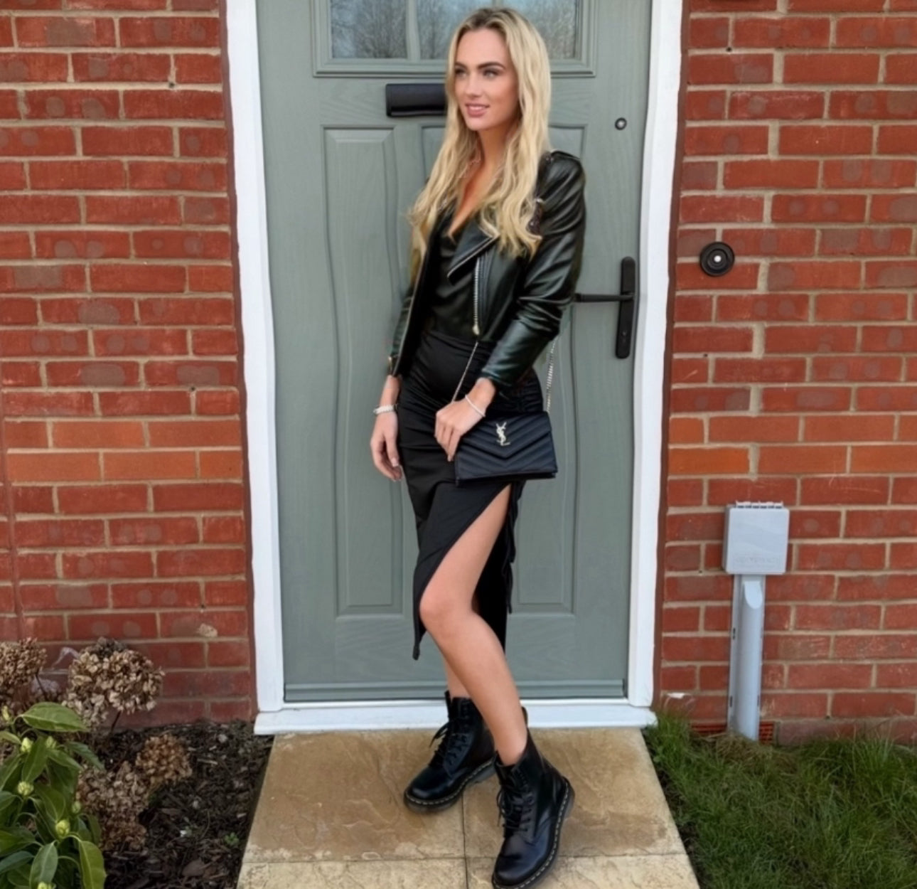 High Waist Drawstring Side Split Thigh Skirt