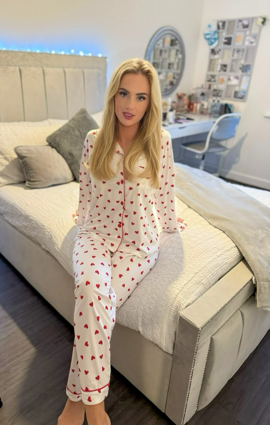 Heart Print Long Sleeves Pyjama Set