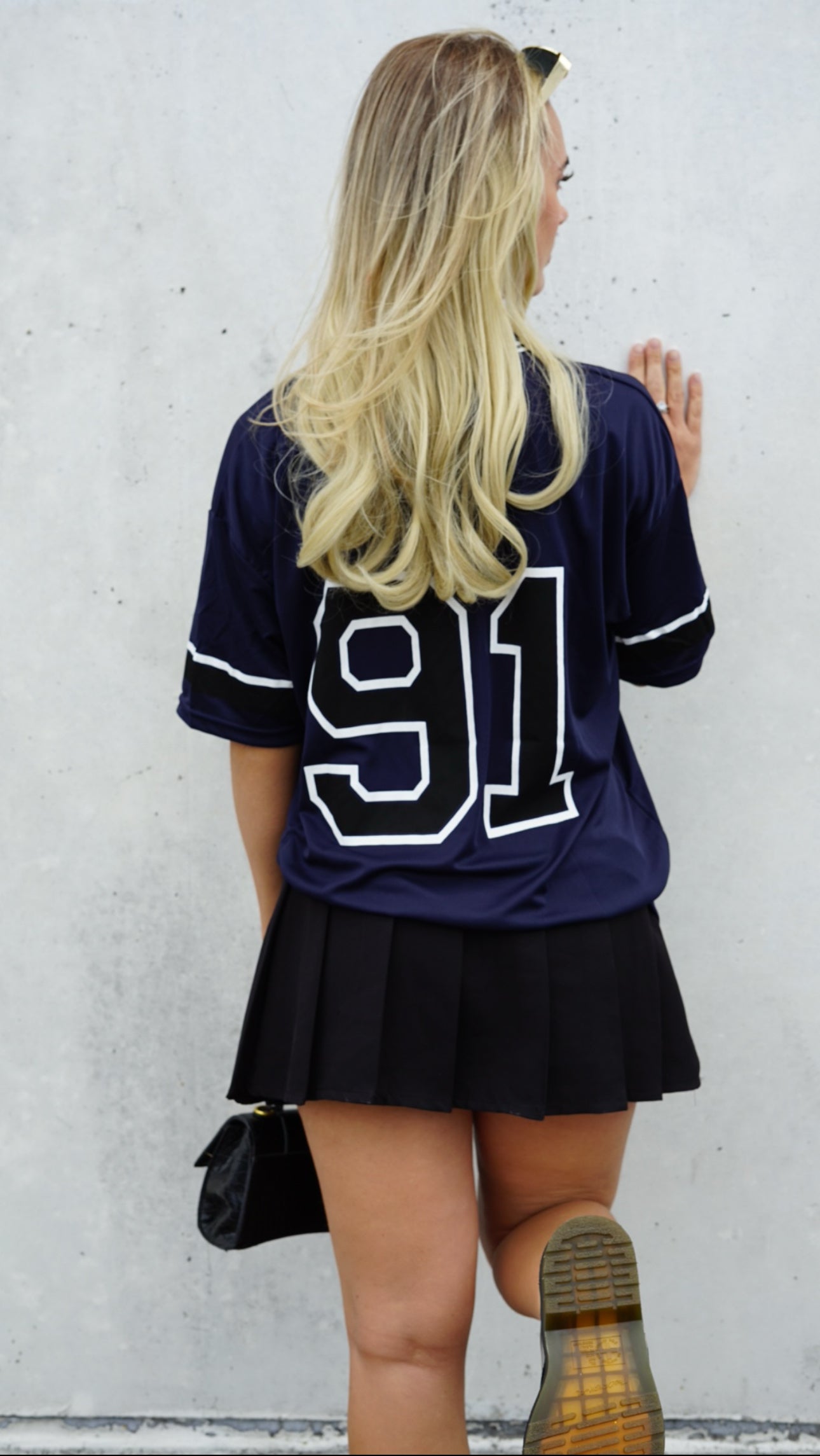 NAVY CONTRAST SHORT SLEEVE LA VARSITY T-SHIRT