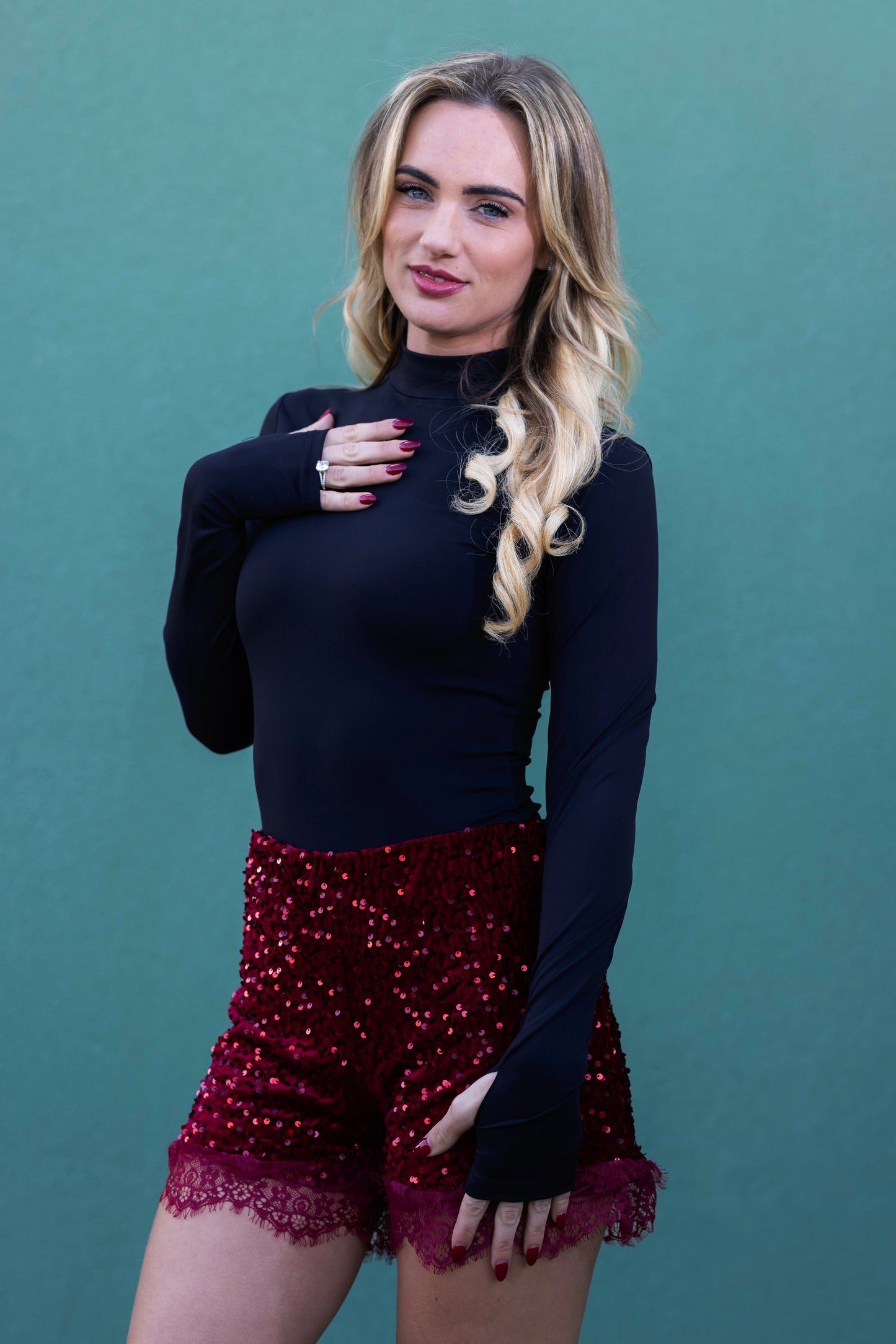 Sequin Lace Trim Shorts