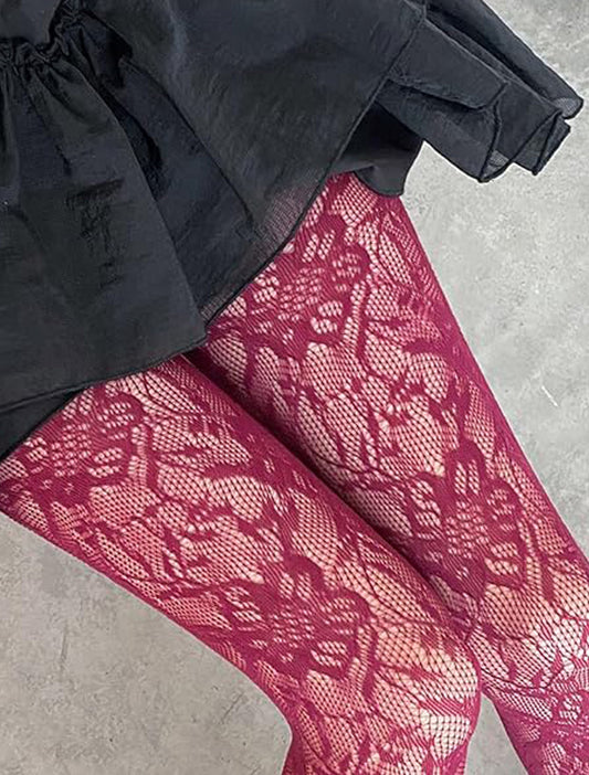 Lace floral tights