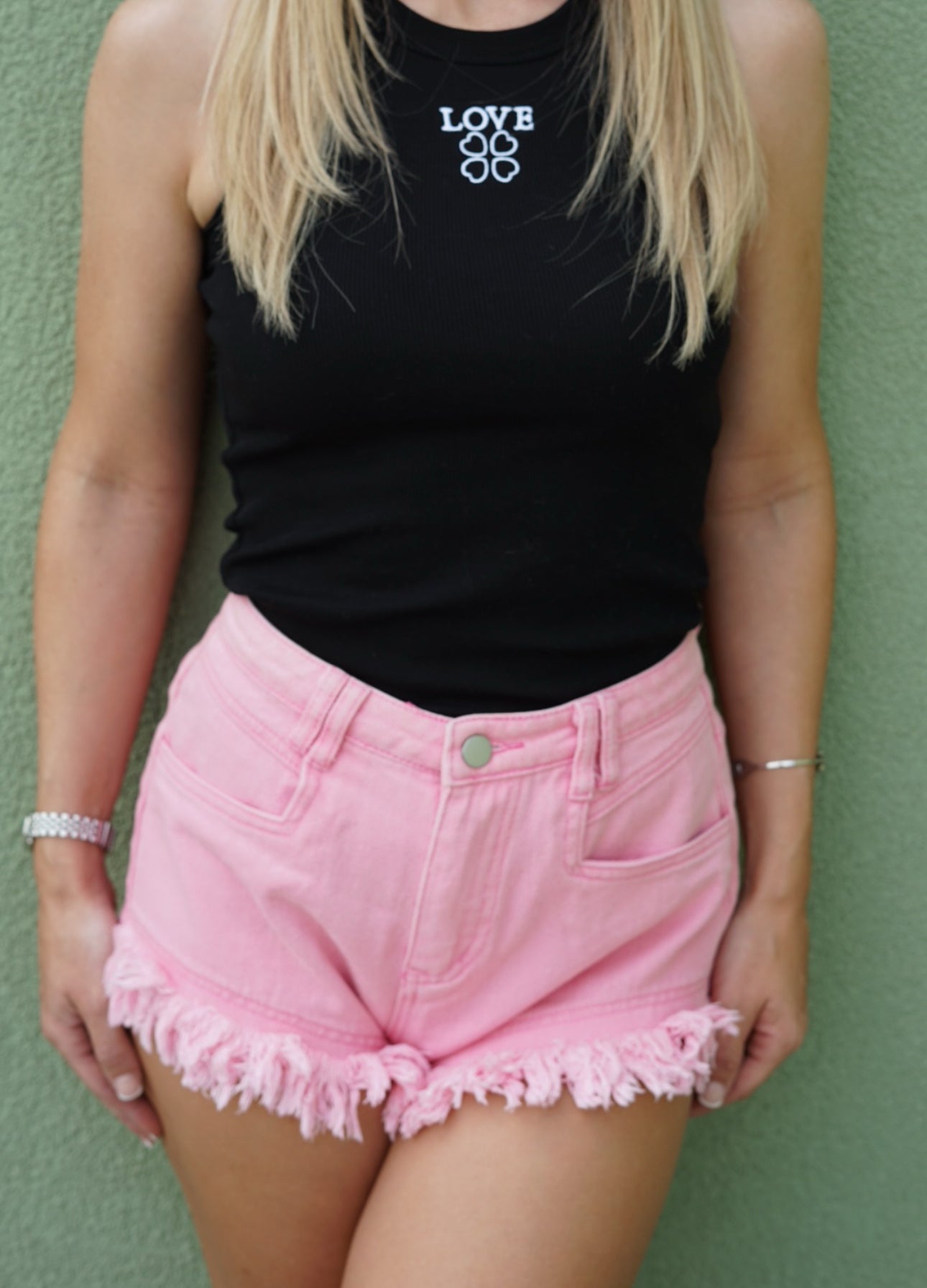 Love Slogan Ribbed Vest Top
