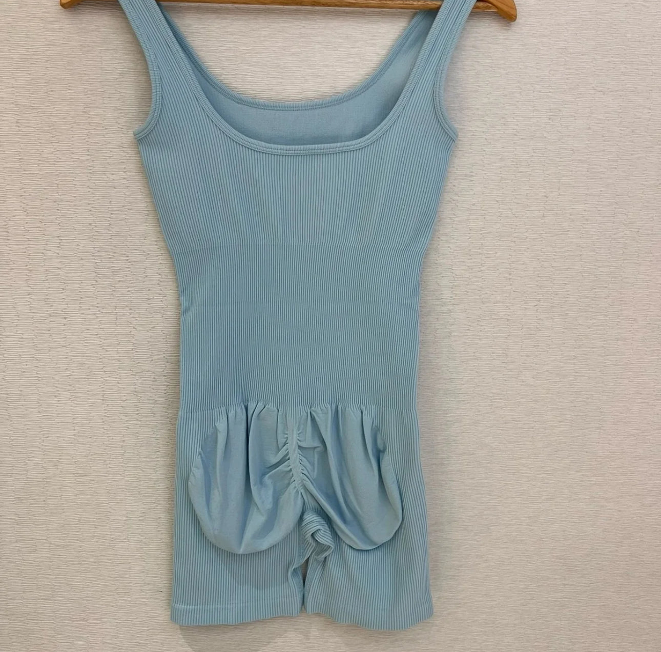 Ribbed Yoga Sports Sleeveless Bodycon Ruched Playsuit