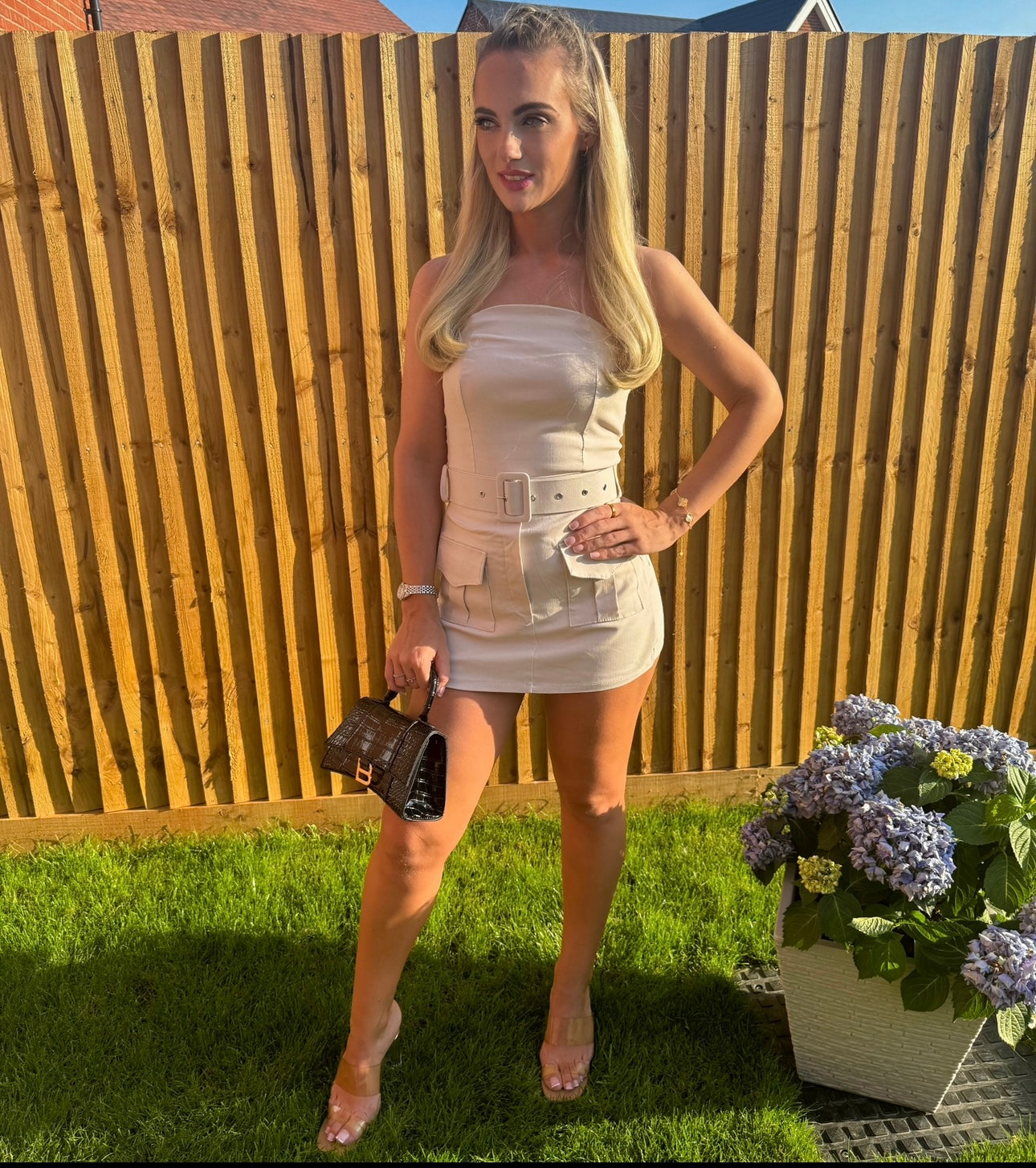Skort Cargo Style Belted Playsuit Dress with Pockets