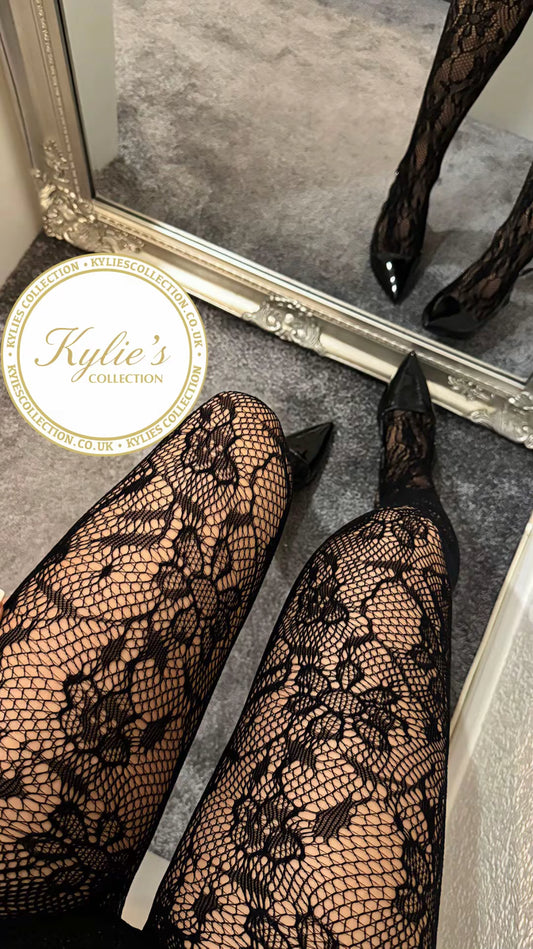 Lace floral tights